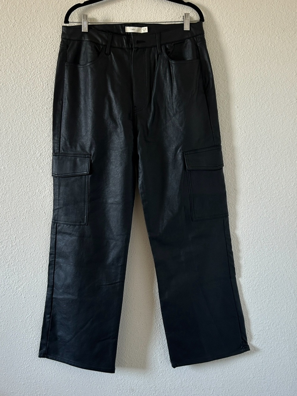 Tgla Street Baggy straight faux Leather Cargo Pants women’s 17/18 Black